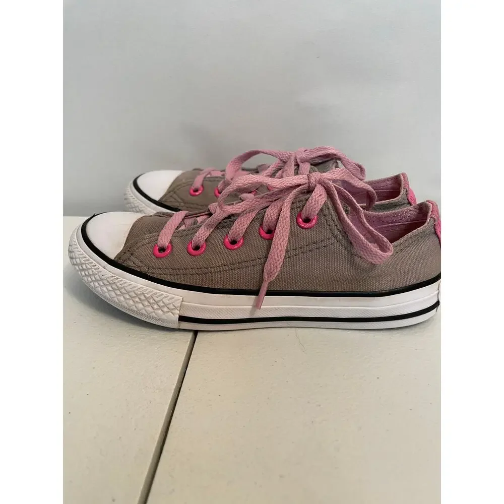 Converse All Star Chuck Taylor’s girls 12.5 Double Tongue OX Grey Pink‎ low top